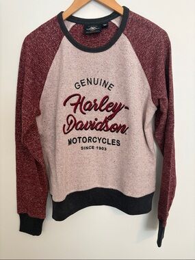 Harley-Davidson Maroon & Cream Raglan Logo Sweater